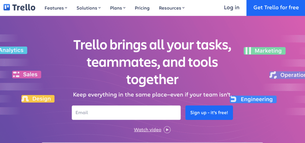 Trello Website, High-Performance Lead-Generation Example